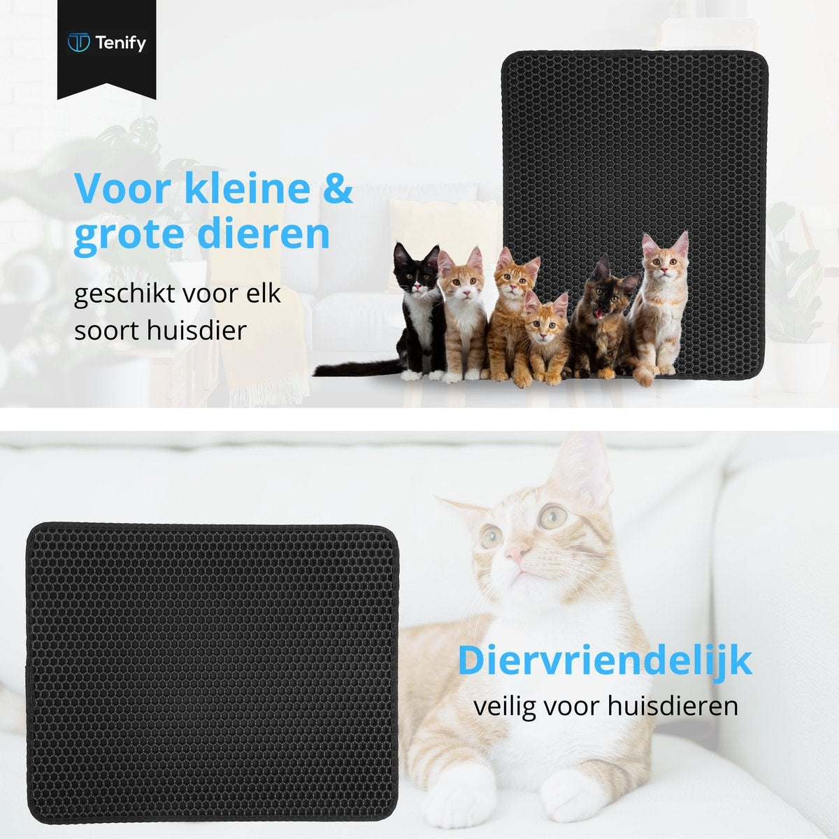 Tenify Tapis à litière + pelle à litière supplémentaire - 40 x 50 cm - Imperméable - Double couche - Structure en nid d'abeille - Tapis de promenade - Tapis
