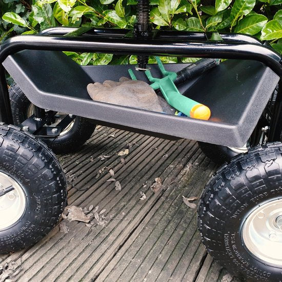 AXI AG22 Tabouret de jardin sur roues en Noir - Tabouret de jardin - Tabouret à genoux en métal avec une charge maximale de 150 kg - Tabouret avec espace de rangement pour le jardinage