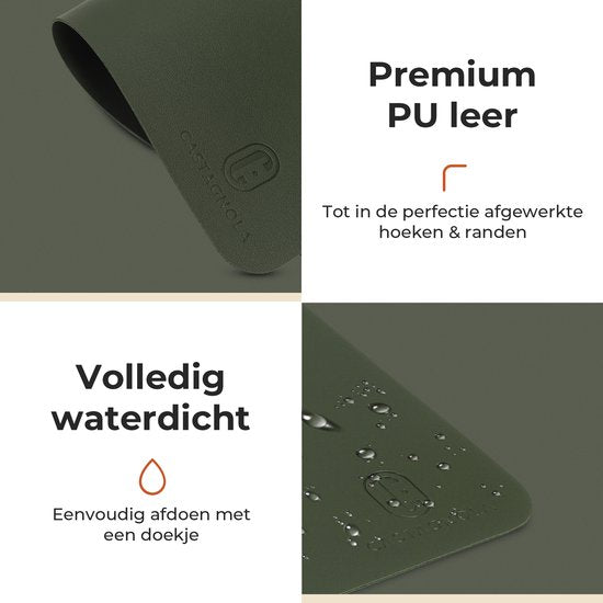 Sets de table Castagnola aspect cuir - Sets de table antidérapants en cuir artificiel - Dessous de verre hydrofuge - Dessous de verre - 6 pièces - 45 x 30 cm - Vert