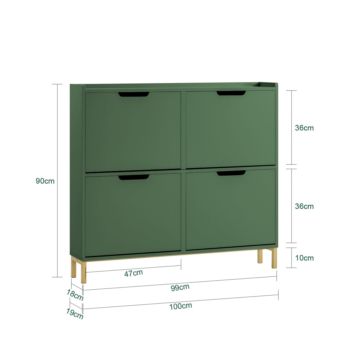 SoBuy Meuble à chaussures FSR100-SY - 4 tiroirs - 100 x 19 x 90 cm - Vert