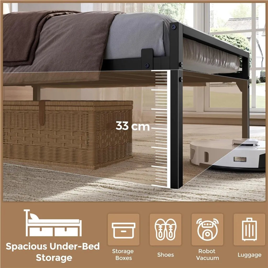 Yaheetech : cadre de lit en métal avec LED et station de recharge, 90 x 200 cm, noir