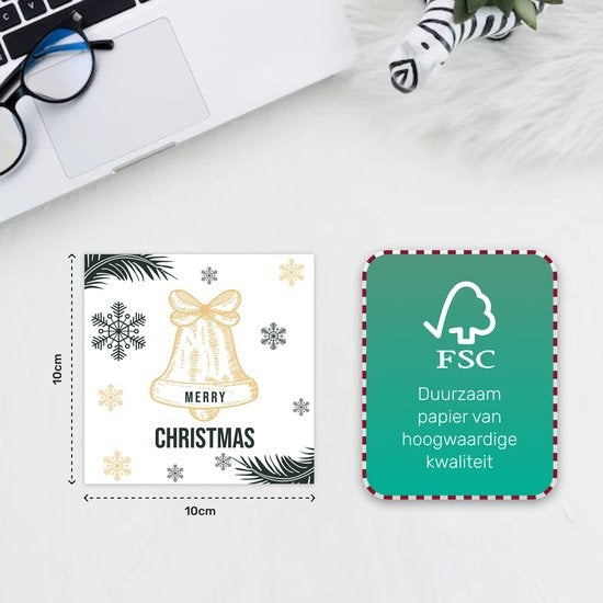 Giftmas Cartes de Noël - Cartes de vœux - 52 pièces - Avec enveloppes et autocollants - 10x10cm