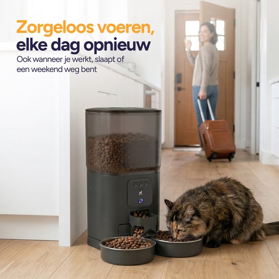 Viervoeter Feed Pro Dual - Mangeoire automatique 7 L - Caméra HD et audio - Chat et chien - Distributeur automatique de nourriture avec application - Noir