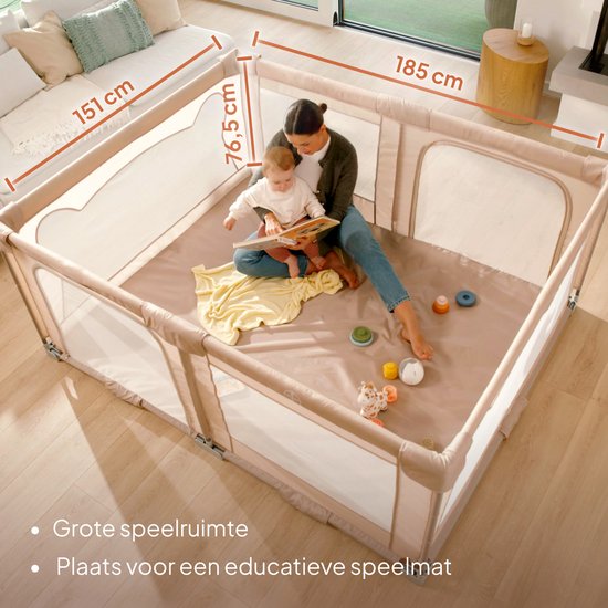 Lionelo Florence Easy Fold - Parc pour bébé – Se replie très rapidement – 150 x 180 cm – Pour la maison et le jardin – 0 à 48 mois – Parc sécurisé – Sac de transport – Compact une fois plié – Parc de jeu avec filet respirant – 2 entrées latérales à fermet