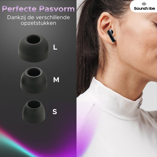 SoundVibe® - Earbuds Wireless With Noice Cancelling - Black - Bluetooth Earphones - Noice Cancelling Headphones - LX-10 Earpods with Screen - Works With Apple And Android - Earpods USB C - Wireless Earphons - Earphones Wireless