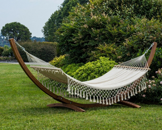 Bizzotto Yes Hammock Stand - Lorkenwood - 316x119x125 cm - Charge max. 100 kg - Accessoires en acier galvanisé inclus