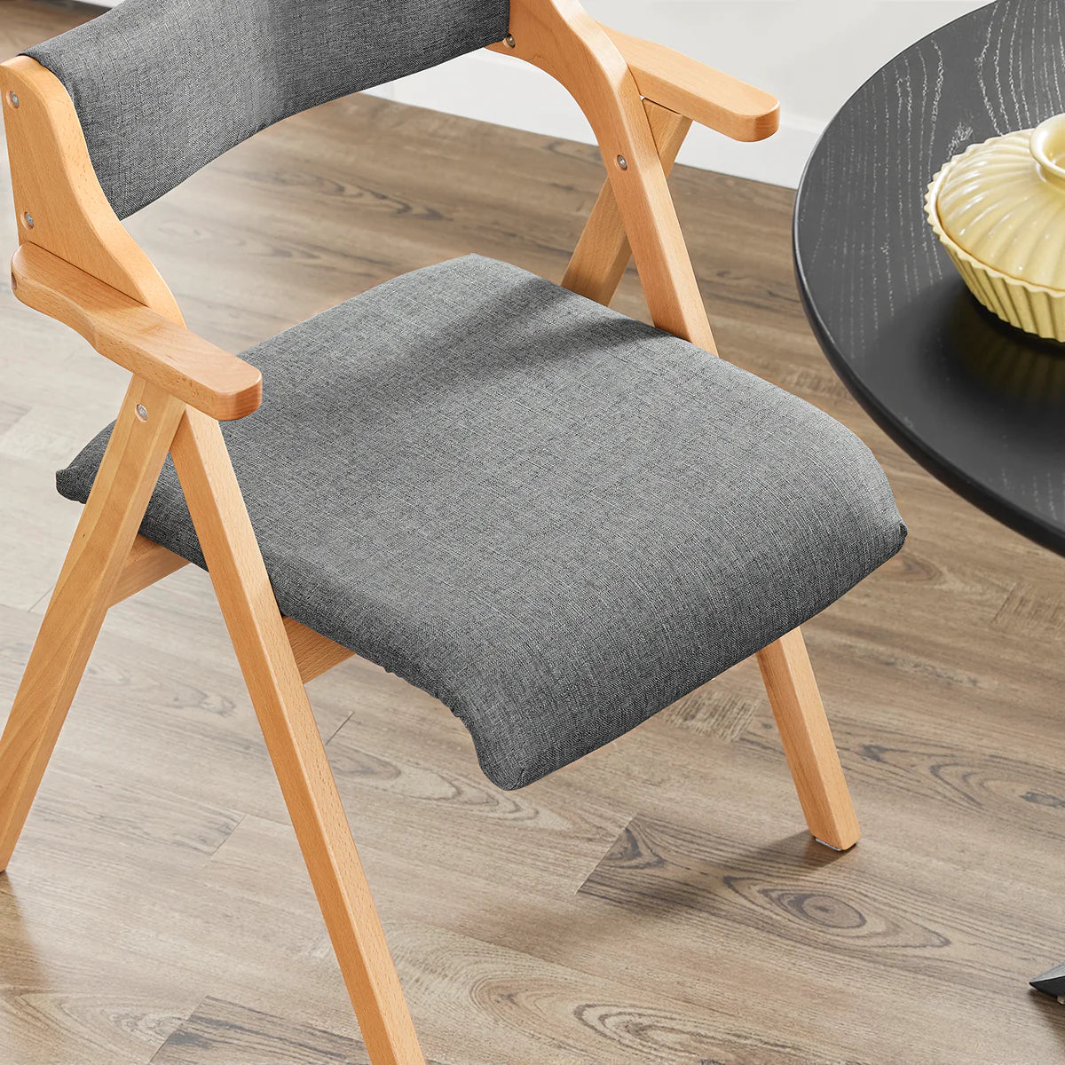 SoBuy FST98-HG Chaise de salle à manger pliable en bois avec coussin - Chaise pliable en hêtre massif - Gris