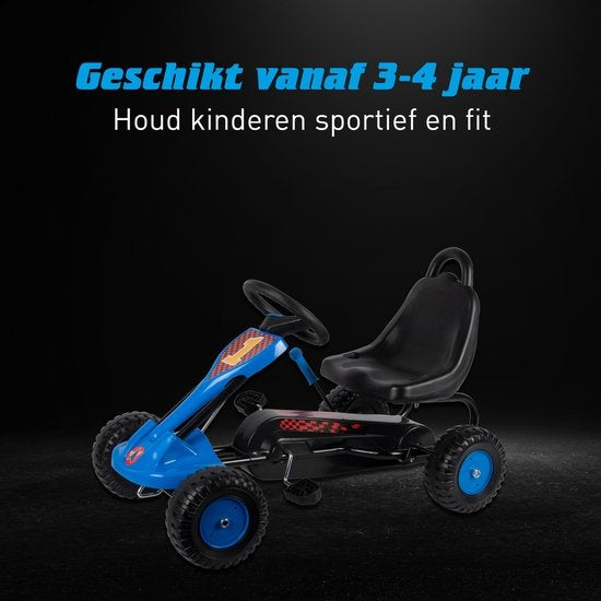 Kart - Acier - Réglable - Frein à main - Max 35 Kilo - 3-4 ans - Bleu/Noir