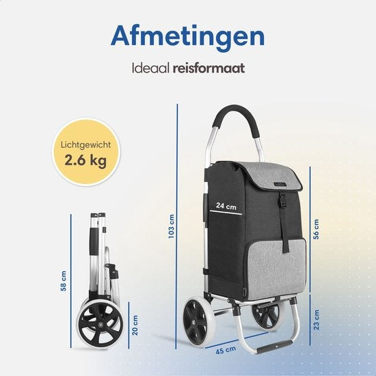 Chariot de courses - Safe Life - Caddie à roulettes Pliable - Compartiment Isotherme