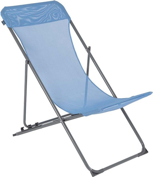 Bo-Camp - Chaise de plage - Penco - 3 positions - Acier - Bleu