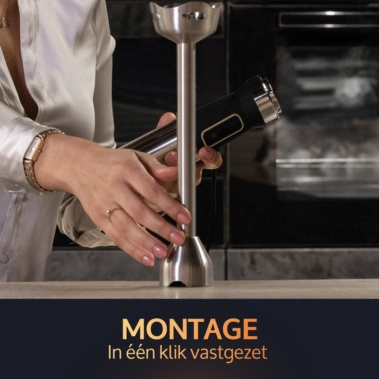 JAP Appliances - Mixeur manuel ForceBlend F1 - 1200 W et 800 ml - équipé de 21 vitesses et de couteaux en titane - pour les smoothies et les aliments pour bébés - acier inoxydable argenté