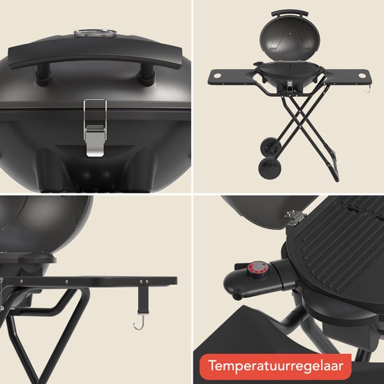 Barbecue électrique KitchenBrothers - 2-en-1 - Pliable - 2 400 W - 250 °C - Noir