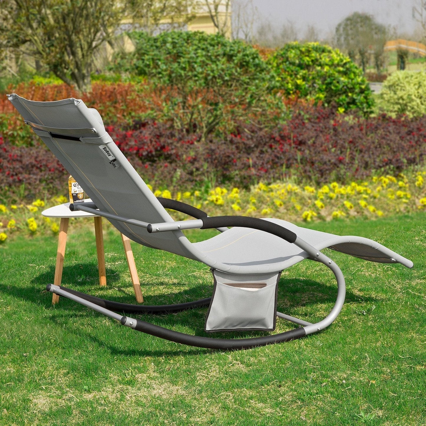 SoBuy Fauteuil inclinable - Extérieur - Max. 150 kg - Gris