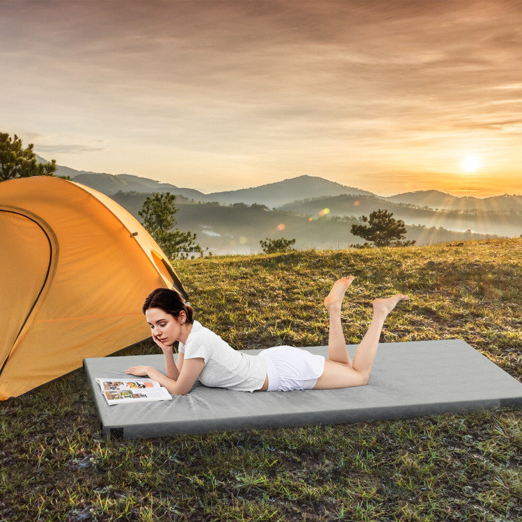 Coast Matelas de camping pliable gris 74 x 30,5 x 6,5 cm avec mousse à mémoire de forme et dessous antidérapant