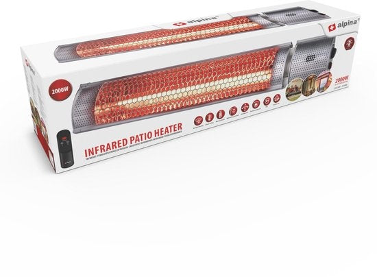 alpina Heater Chauffe-terrasse - électrique - intérieur et extérieur - infrarouge - suspendu - avec télécommande - 2000W