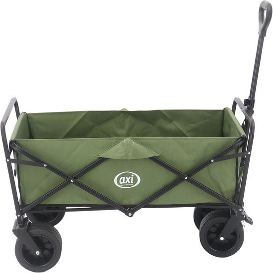 Chariot pliable AXI AB131 – Vert – Avec poignée de traction, freins et housse – Capacité de charge de 100 kg – Facile à transporter – Métal