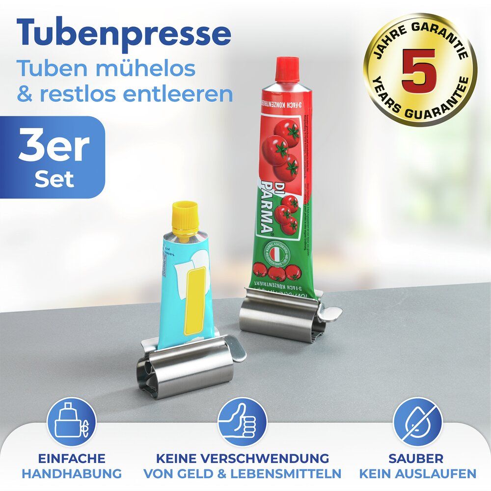 Lot de 3 pinces à tubes Wenko - Acier inoxydable - 8,3 x 3,9 x 3,5 cm