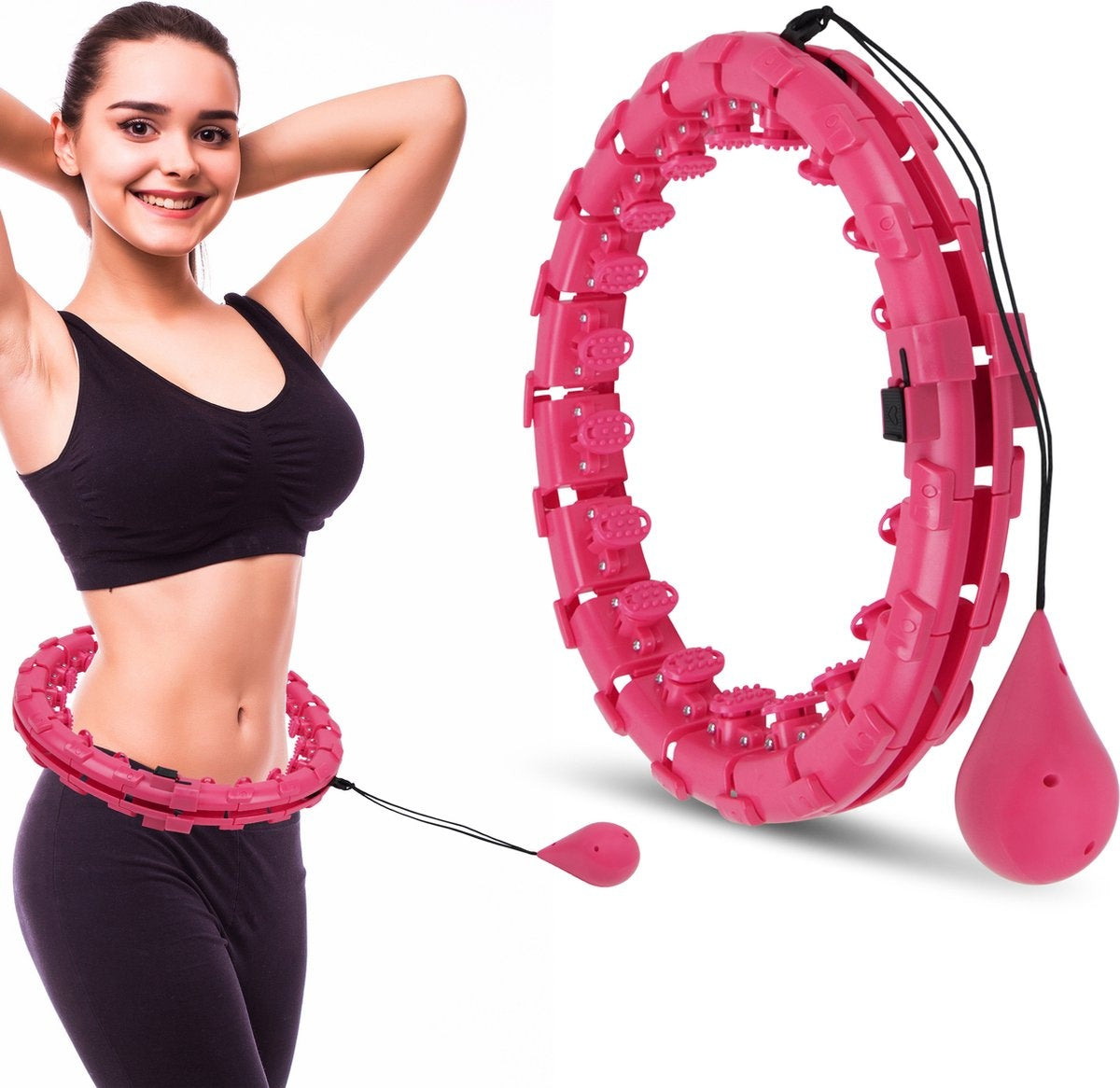 Cerceau Hula Hoop Fitness - Niceey - avec poids - Rose