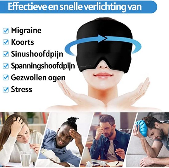 Bonnet anti-migraine - masque anti-migraine - masque anti-mal de tête - pack chaud/froid de 600 grammes