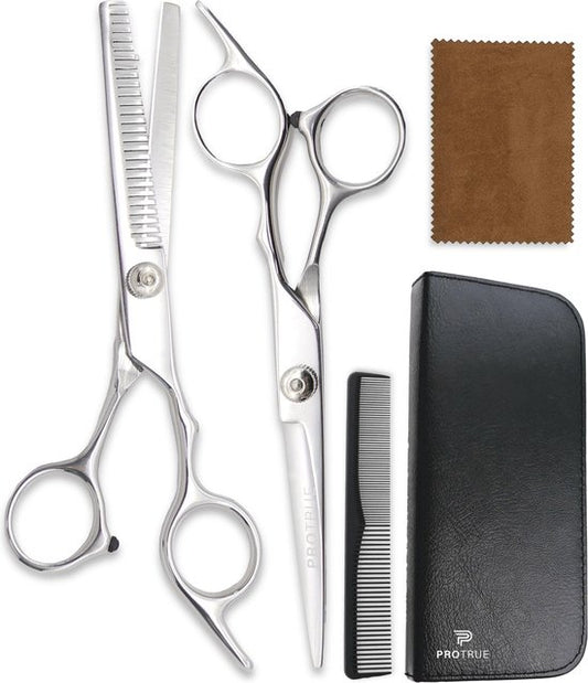 Kit de Coiffure Complet - 5 Pièces - Ciseaux de Coiffeur Droitiers - Ciseaux à Effiler Coiffeur - Hair Scissors - Ciseaux Effileurs - Ensemble de Ciseaux de Coiffure