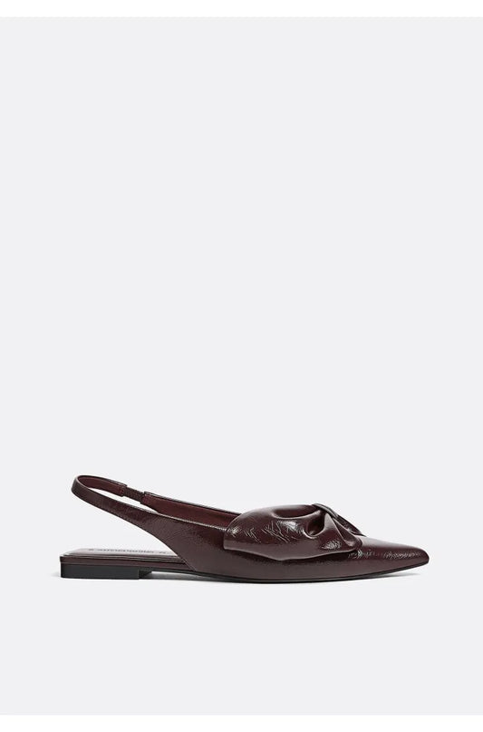 Stradivarius Chaussures à dos plat avec nœud - Bourgogne - Bout pointu - Sangle élastique - Taille 40