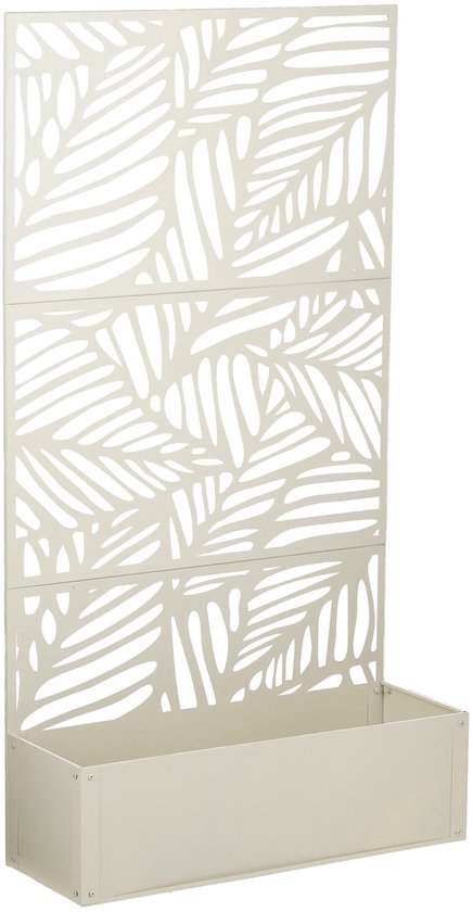 Mica Decorations Sapri Support pour plantes - Jardinière avec treillis pour plantes grimpantes - Support pour plantes autonome ou à fixer au mur - 92 x 33 x 174 cm - Blanc cassé