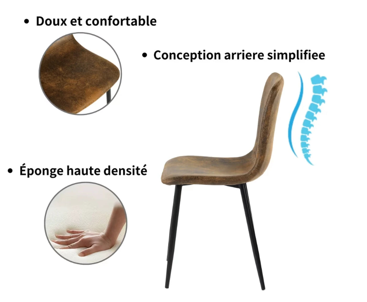 Ensemble de 4 chaises Urban Meuble - Chaises de salle à manger de luxe, gris, imitation fourrure - 44 x 54 x 87 cm