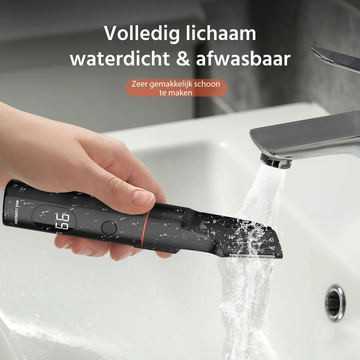 Tondeuse corporelle MAXGROOM 7-en-1 - Sans fil - 1 à 9 mm - Étanche IPX6 - 90 min - Écran LED - Embouts magnétiques