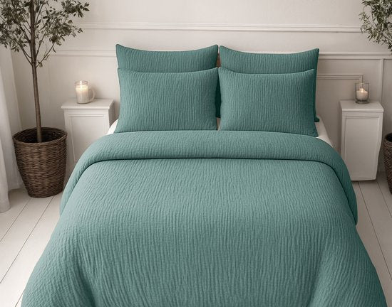 Couette 2 en 1 en mousseline Sleeptime - Couette sans housse, taie d'oreiller incluse - 240 x 200 - Vert