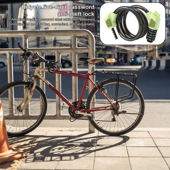 Garpex® Bicycle Lock Digit Lock - Cadenas Digit Lock pour bicyclette ou scooter électrique - Cadenas à câble - Noir avec fixation de support