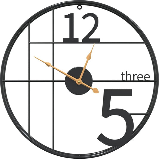 Horloge murale VidaXL Ø 50 cm - Mécanisme silencieux sans tic-tac - Cadran rustique avec motif de grain de bois - Noir fer