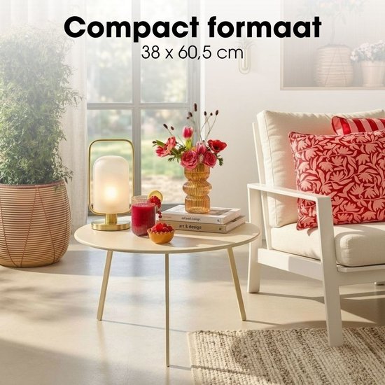 Mica Decorations Seattle : table d'appoint ronde d'extérieur - Table basse - Table de salon d'extérieur - Peut également servir de petite table pour plantes ou de support pour plantes - Métal - 38 x 61 cm - Crème