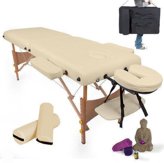 tectake® - Table de massage Table de traitement - matelas de 7,5 cm de haut + coussins roulants et sac de transport - divan de traitement - sac de rangement inclus - pliable