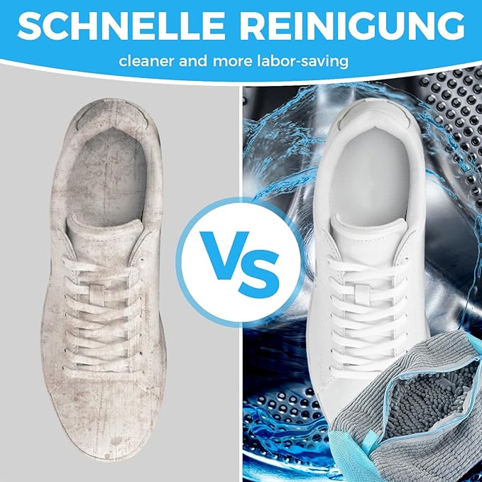 CNMTCCO - Lot de 2 sacs de lavage pour chaussures, sacs de lavage pour machine à laver avec fermeture à glissière, sac de lavage en peluche, nettoyage à 360° du sac, protection multifonctionnelle pour chaussures de sport - chaussures de tennis - gris