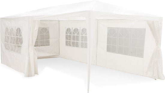 Lifetime Tente de jardin - 6 parois latérales - avec fenêtres - 3 x 6 m - blanc