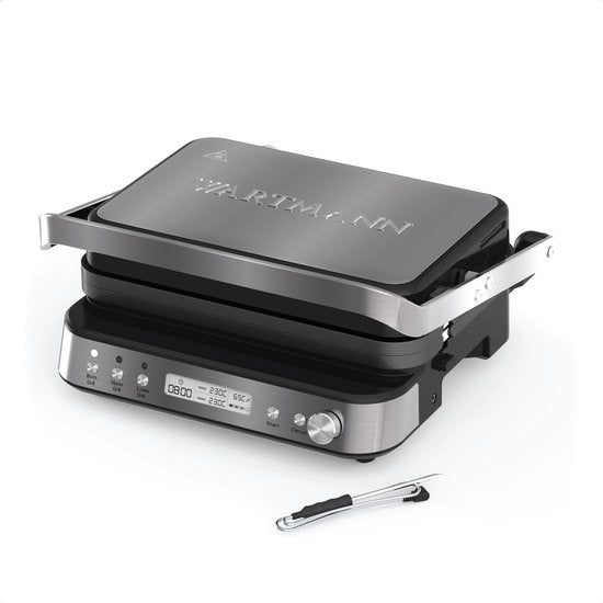 Wartmann WM-2208 CG, gril de contact en céramique, appareil à sandwich, gaufrier, sans PFAS, acier inoxydable.