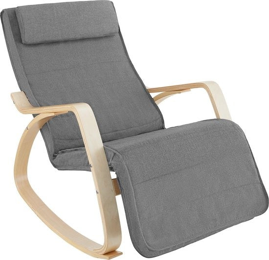 tectake - Fauteuil à bascule Onda fauteuil - repose-pieds réglable - gris clair - 403529