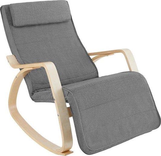 tectake - Fauteuil à bascule Onda fauteuil - repose-pieds réglable - gris clair - 403529