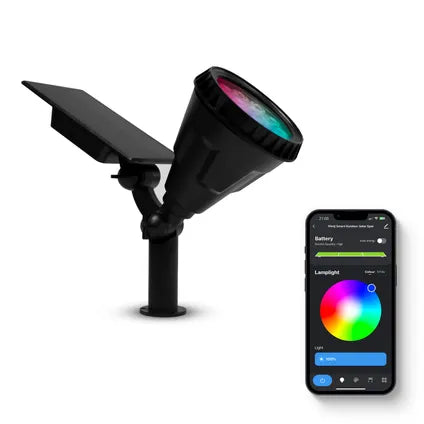 Lampe d'extérieur intelligente à énergie solaire – Spot solaire d'extérieur intelligent – Étanche IPX5