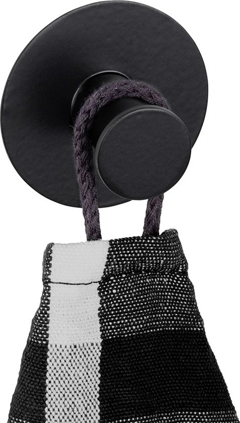 Crochets ronds autocollants pour serviettes Wenko - Noir - À fixer sans perçage | Autocollants