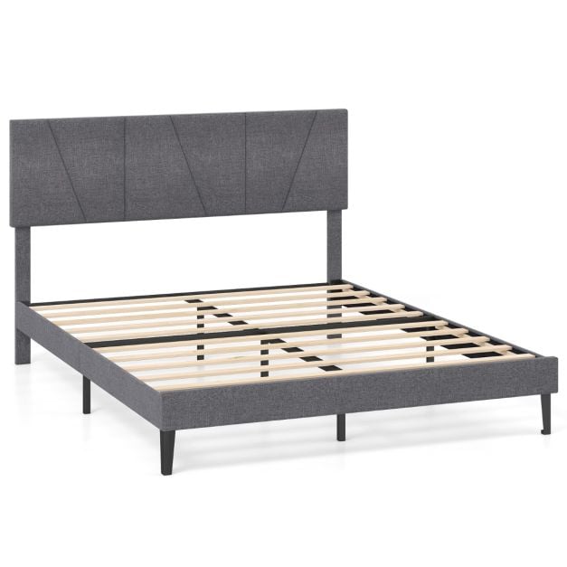 Cadre de lit rembourré Coast – 160 x 200 cm – Tête de lit réglable – Gris foncé