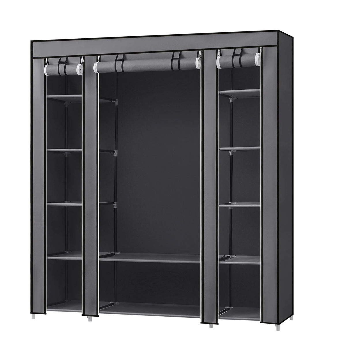 Armoire pliante en tissu Joyfurnos - Structure métallique - Gris