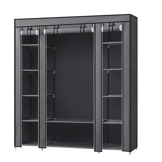 Armoire pliante en tissu Joyfurnos - Structure métallique - Gris