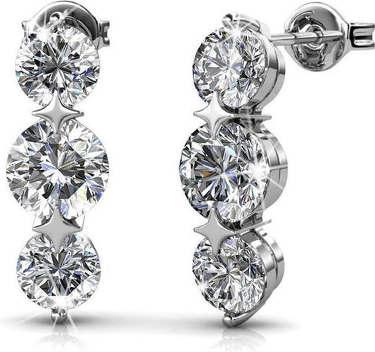 Yolora Boucles d'oreilles pour dames avec cristaux Kalpa Camaka - couleur argent - plaqué or blanc 18K - emballage cadeau