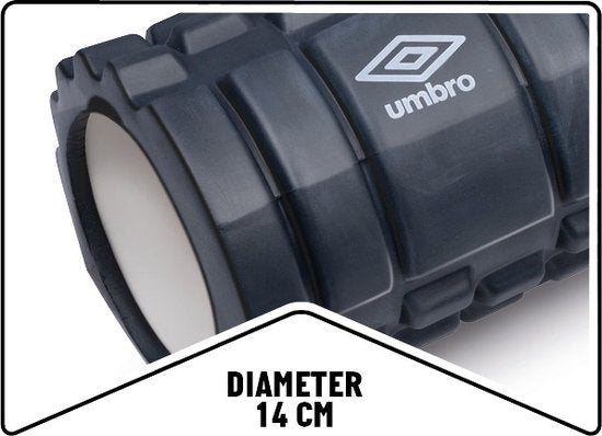 Rouleau en mousse Umbro - Rouleau de massage - Sport et fitness - Soulage les muscles - Noir - 14 x 33 centimètres