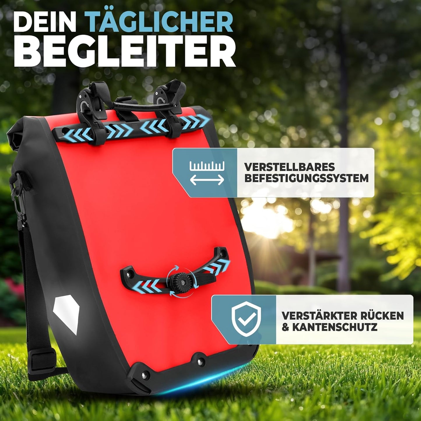 Sacoche de vélo Radgeist pour porte-bagages - Imperméable - Lot de 2 - Rouge
