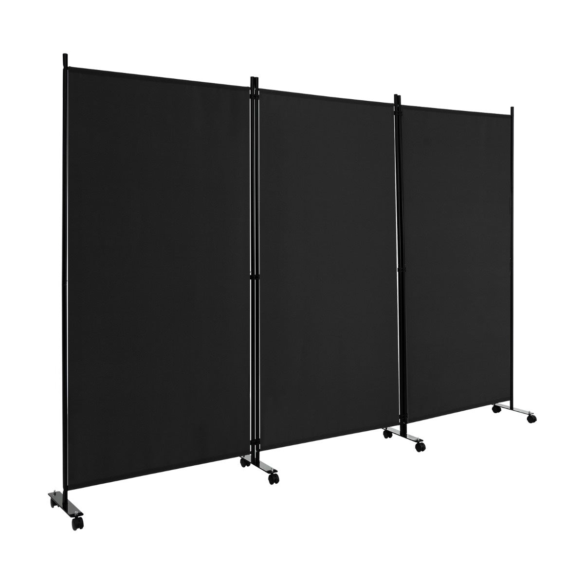 Coast 180 cm séparateur d'espace sur roues pliable paravent avec 3 panneaux librement combinés noir