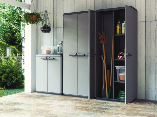 Keter Più Meuble de rangement - 1 étagère - 39x68x83cm - Gris foncé/noir