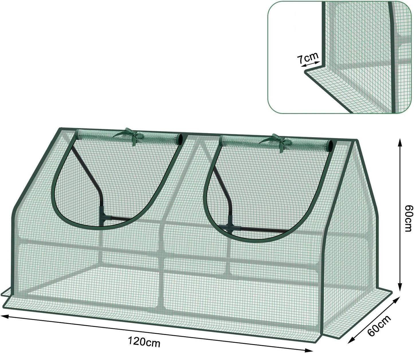 Serre en film plastique Woltu - 120 x 60 x 60 cm - Verte