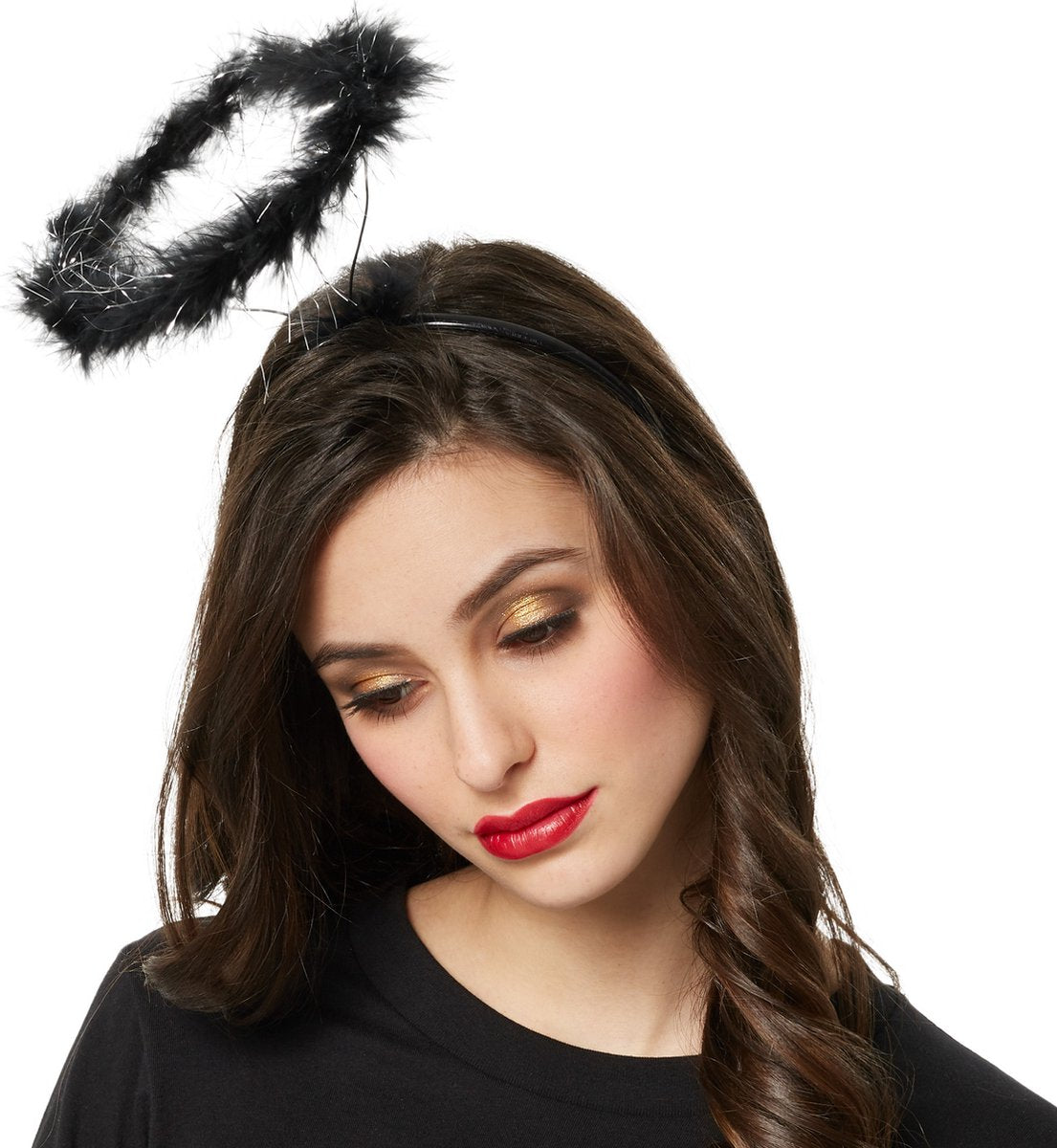 Dressforfun - Halo Black - Accessoire diadème duveteux pour Halloween, carnaval et fêtes - Taille L